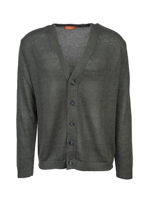 Daniele Fiesoli Linen and Cotton Cardigan, Kaky color, V-neck, Button closure DANIELE FIESOLI | Cardigan | 046541